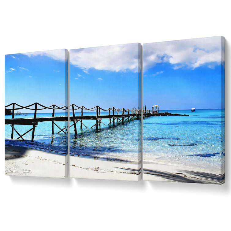 Highland Dunes Boardwalk In Paradise Canvas 3 Panel Set Wayfair.co.uk